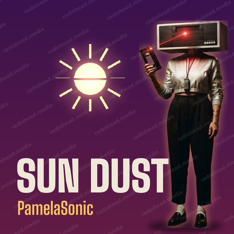 Sun Dust cover: a glowing sun with a line through its middle on deep purple